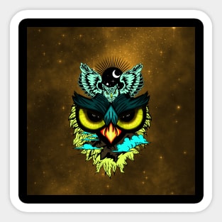 Wonderful owls with moon Sticker